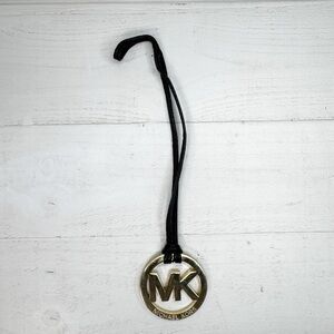Michael Kors MK Gold Tone Bag Charm / Purse Charm Leather Strap
